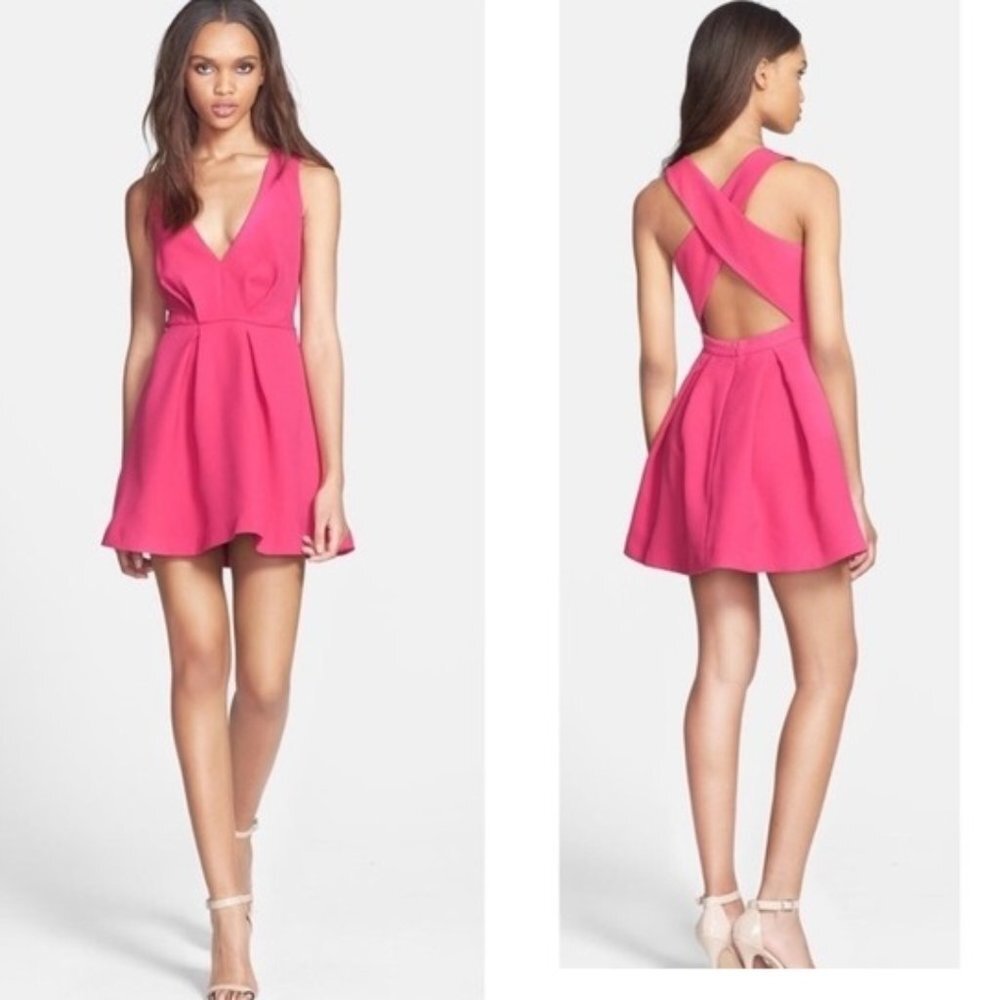 Keepsake‎ the Label Outlands Fit-n-Flare Mini Dress Pockets Pink Medium